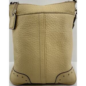 Coach 9760 Swingback CrossBody Messenger Pebbled Leather Beige Stone EUC